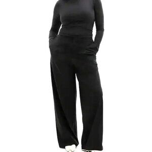 ATHLETA Wide Leg High Rise Pinnacle Trouser Size 4 Tall Black Athleisure EUC